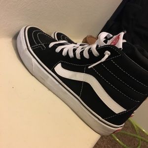 black and white high top vans never worn